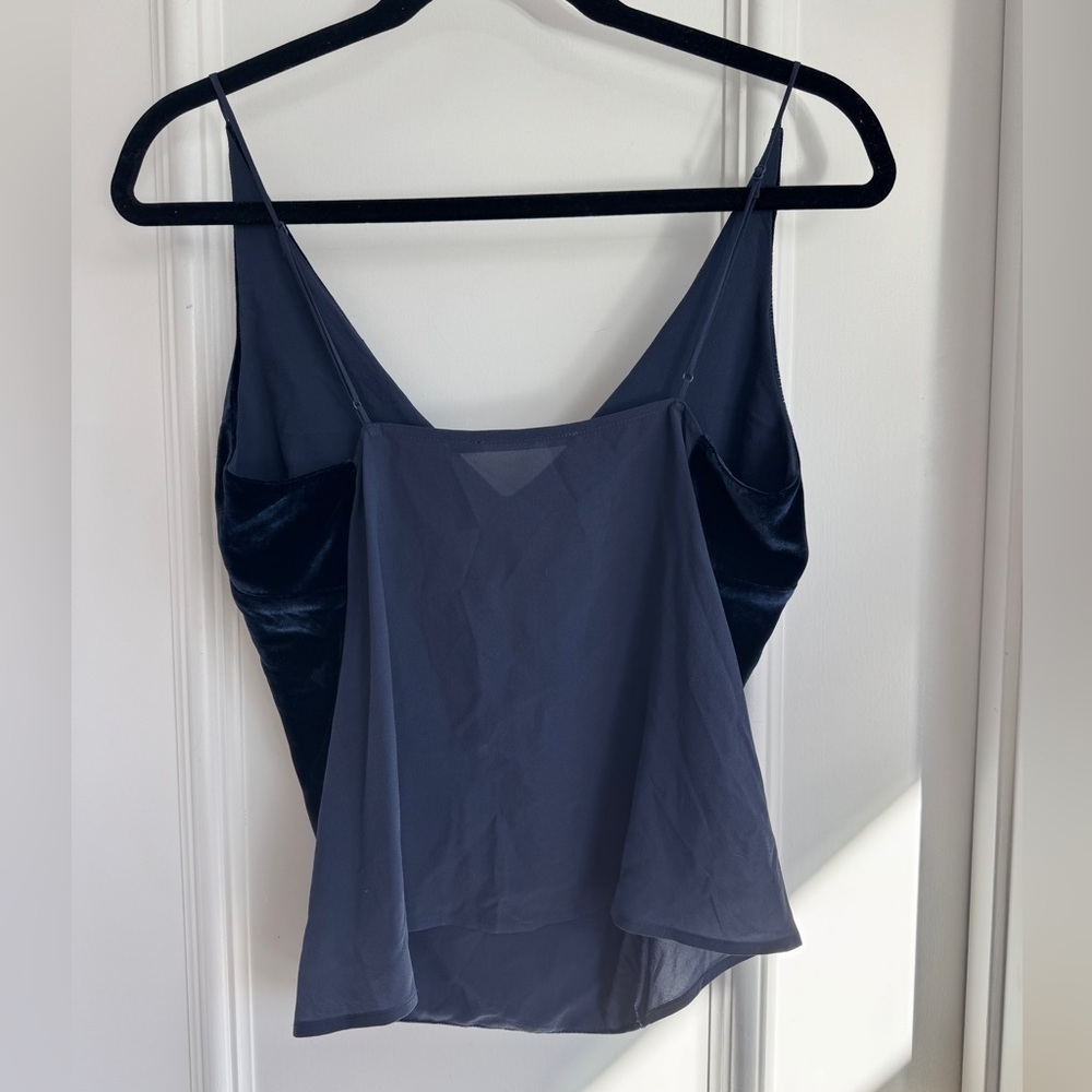 J Brand Lucy Velvet And Silk-georgette Camisole - Blue - Picture 5 of 5